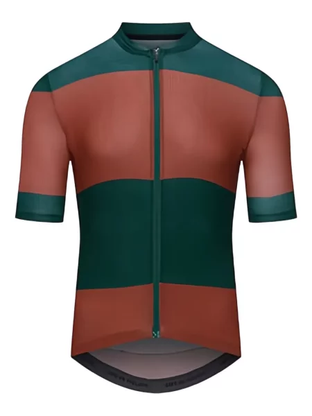 Поло тениска Café Du Cycliste на райета зелено