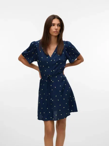 Vero Moda Rochie de vară Alba Bleumarin galben
