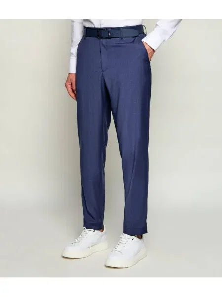 BOSS BLACK De lână pantaloni | Tapered fit negru