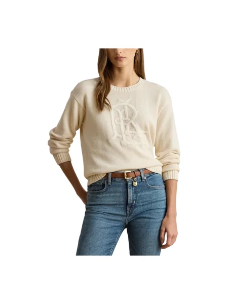 Długi sweter Ralph Lauren z długim rękawem beżowy