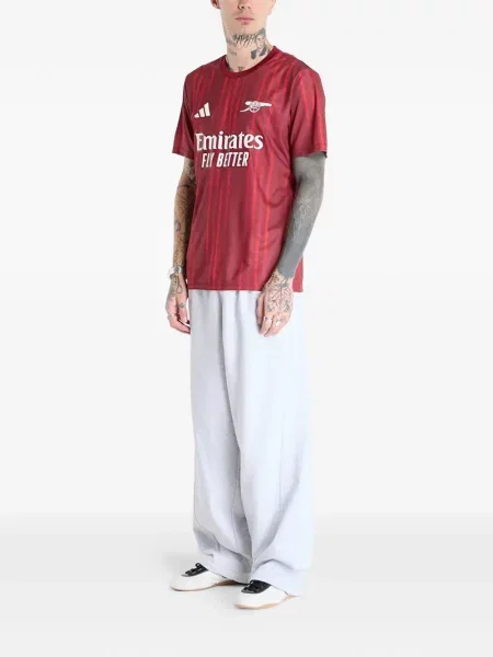 Csíkos jersey póló Adidas autogrammal piros