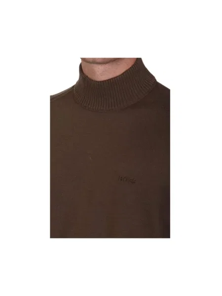 Sweter z golfem Hugo Boss wełniany brązowy
