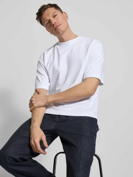 T-shirt o kroju relaxed fit z czystej bawełny Jake*s Studio Men biała