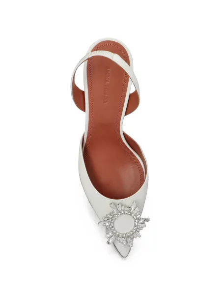 Pantofi cu toc Amina Muaddi slingback alb