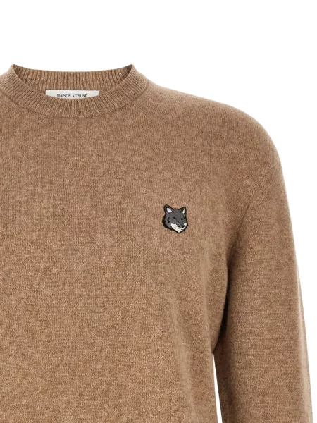 Pulover Maison Kitsune de lână maro