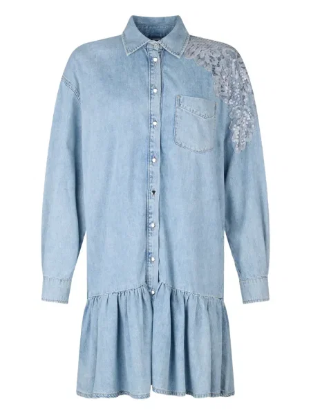 Sukienka jeansowa Liu Jo koronkowa garniturowa niebieska