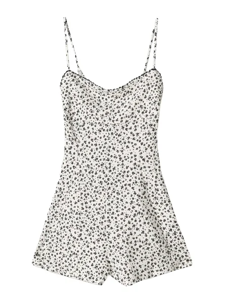 Bershka Salopeta ecru negru