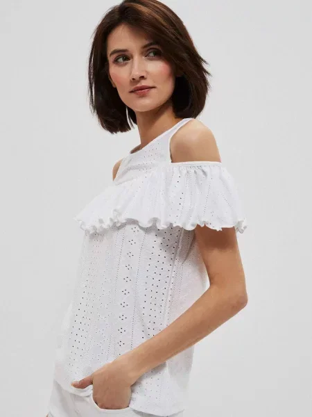 Bluză Marisse cu volane alb