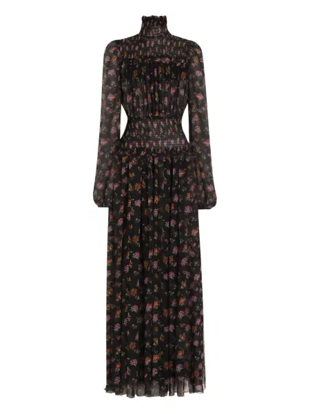 Rochie maxi Dolce & Gabbana cu model floral de costum negru