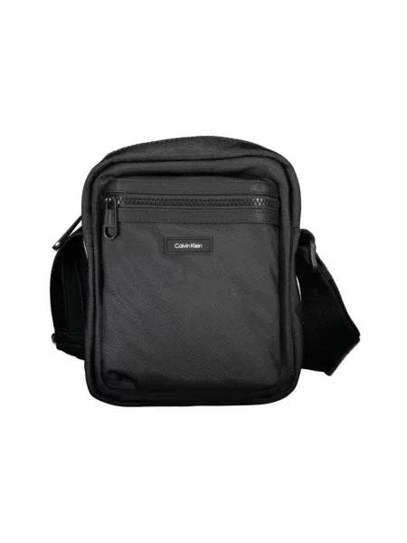 Lniana torba na ramię Calvin Klein elegancka czarna