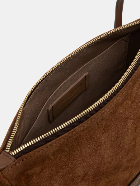 Gianni Chiarini чанта crossbody дамска от велур NORA POUCH кафяво