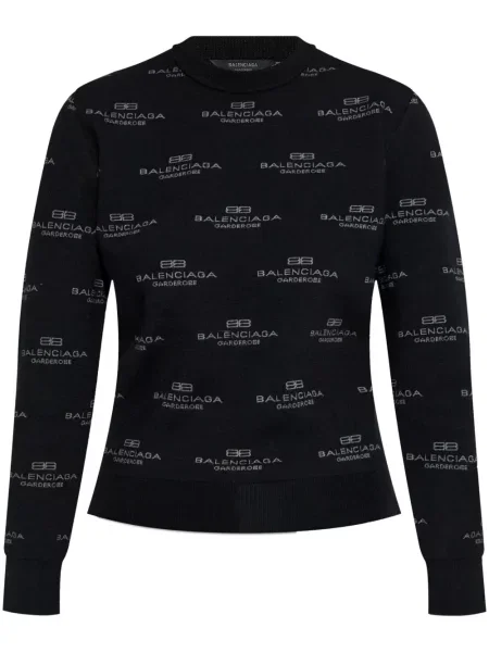 Pulover Balenciaga cu imagine negru