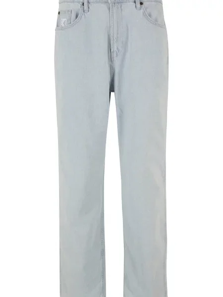 Kalhoty Karl Kani Small Signature Baggy Five Pocket Denim Bleached Blue modré