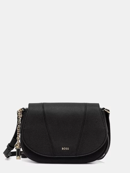 BOSS geantă crossbody pentru femei cu imitație de piele SALLEY SADDLE negru