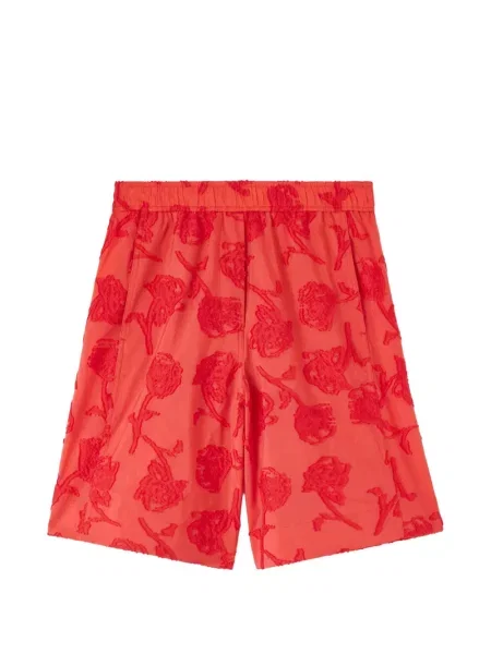 Pantaloni scurți Ganni cu model floral roșu