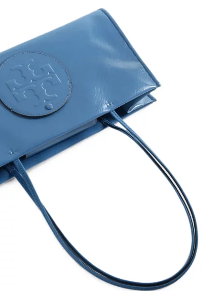 Geantă shopper Tory Burch cu autograf albastru