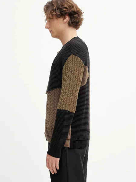 Andersson Bell pulover de lana Patchwork Asymmetric Crewneck verde
