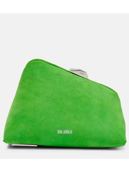 Geantă plic The Attico din piele de căprioară verde