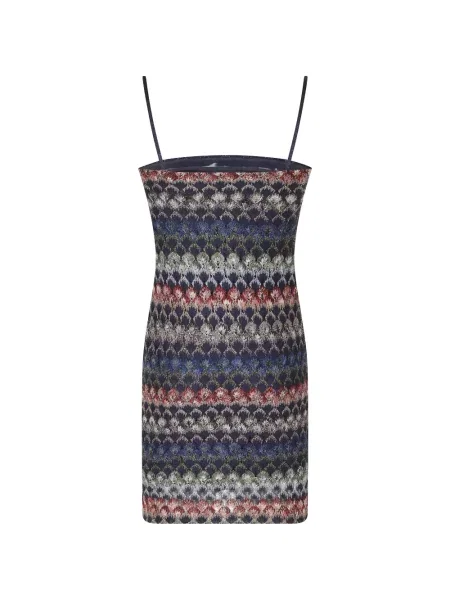 Rochie mini Missoni tricotate cu bretele albastru