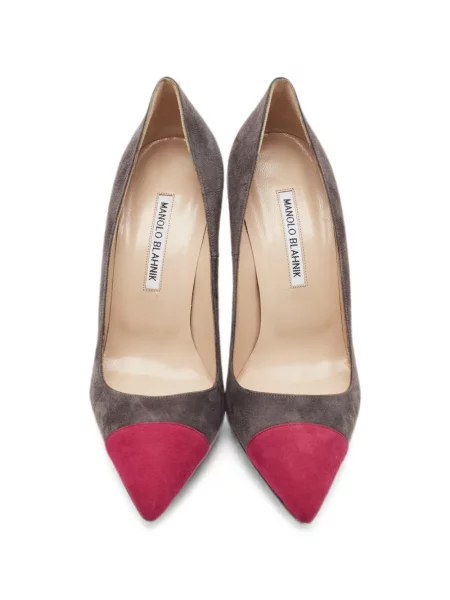 Pantofi cu toc Manolo Blahnik din piele de căprioară gri