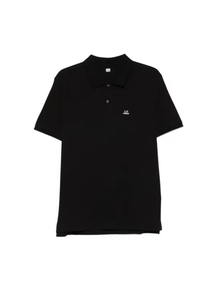 Krótka koszulka polo C.p. Company z krótkim rękawem ze stretchu czarna