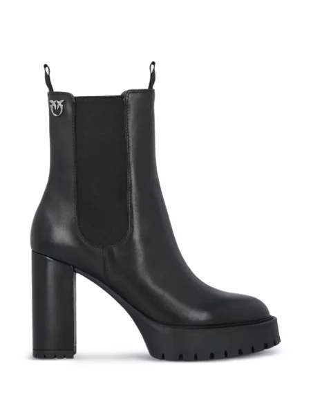 Cizme scurte Pinko din piele cu platformă negru