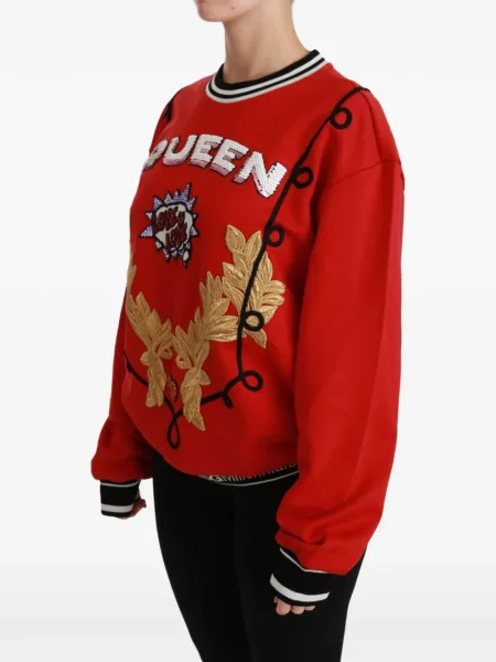 Pulover Dolce & Gabbana cu broderie roșu