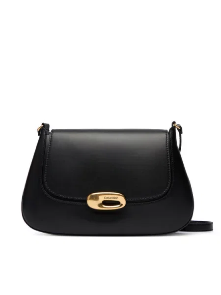 Calvin Klein Torbica Hardware Flap Medium Crossbody crna