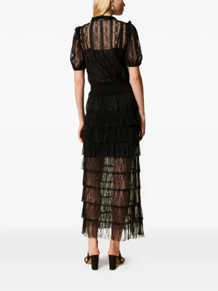 Fusta maxi Twinset din dantelă negru