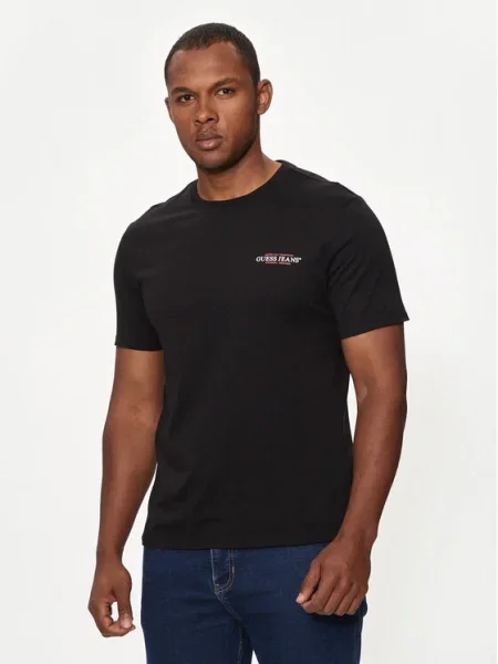Тениска Guess Jeans с принт черно