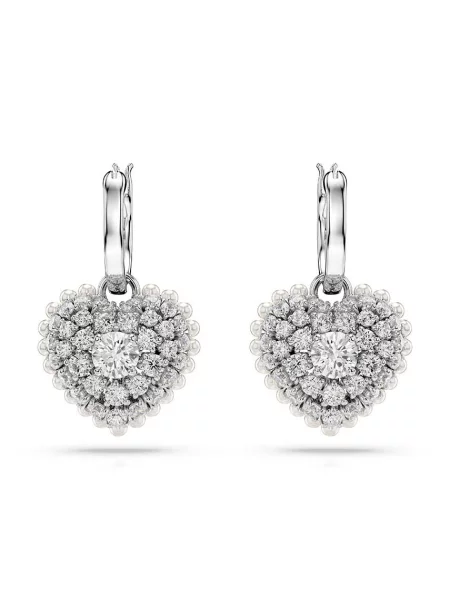 Kolczyki Swarovski w serca białe