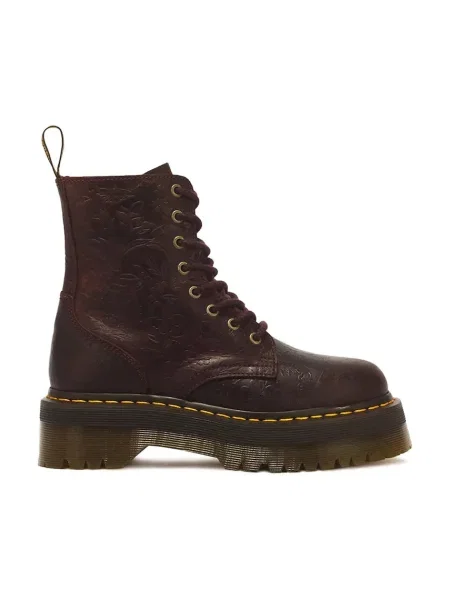 Dr. Martens kotníkové boty kožené Jadon Emboss Floral hnědé