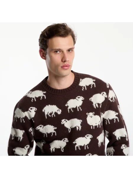 Svetr Gant Wool Blend Jacquard C-Neck Black Mud L černý