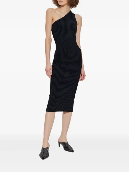 Rochie midi Iro până la genunchi cu un umăr gol de costum negru