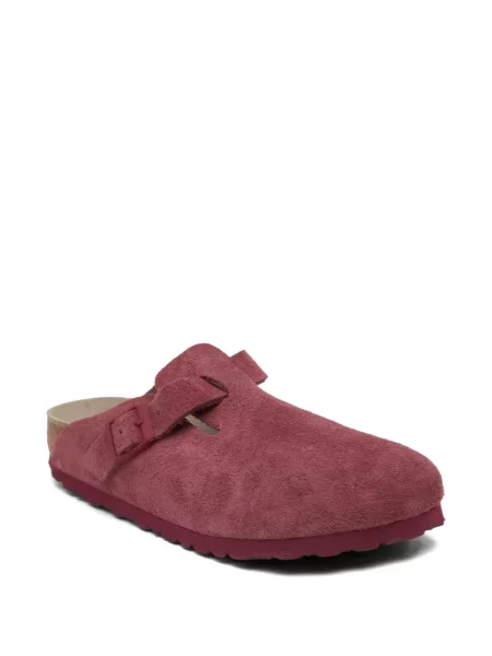 Papuci tip mules Birkenstock din piele de căprioară roșu