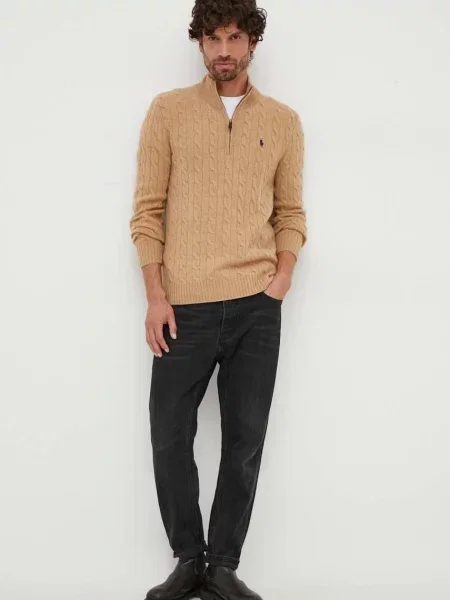 Polo Ralph Lauren Sveter ťavej srsti / tmavomodrá hnedá