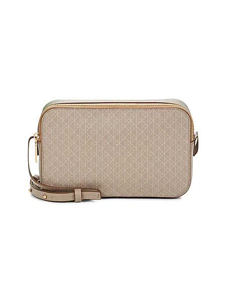 Ročna torba Calvin Klein Emblem Aop Elongated Camera Bag bež