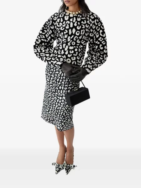 Pulover Carolina Herrera cu model leopard negru