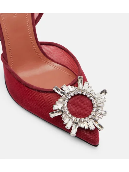Pantofi cu toc Amina Muaddi plasă slingback bordo