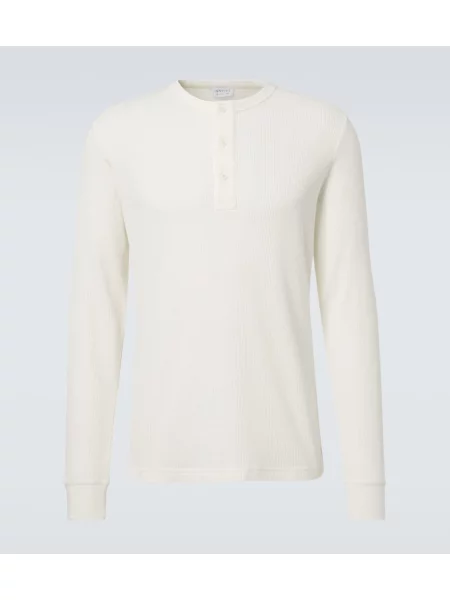 Cămașă Sunspel cu guler henley alb