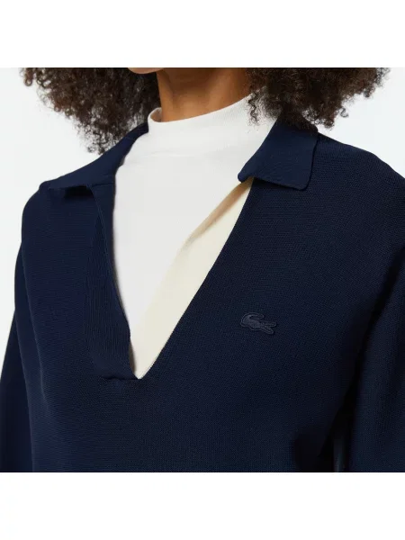 Lacoste Regular Fit Dzianinowa Koszulka Polo Z Blokami Kolorów granatowa