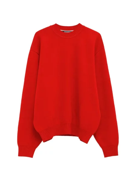 Pulover Jacquemus cu broderie cu decolteu rotund roșu