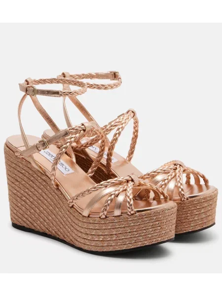 Кожени еспадрили Jimmy Choo плетена розово