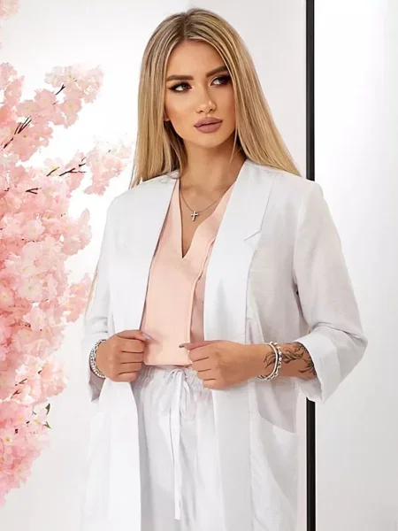 Лляний Блейзер LadyLike білий