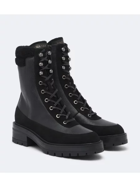 Botine Aquazzura cu șireturi din piele negru