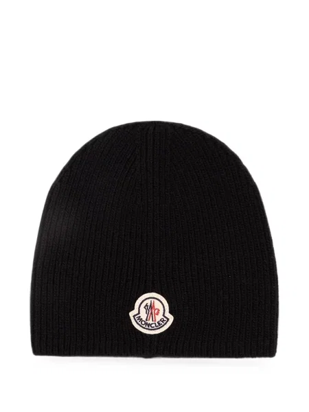 Căciulă Moncler tricotate cu autograf negru