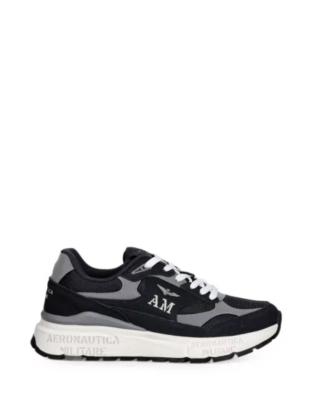 Sneakerși Aeronautica Militare cu broderie albastru