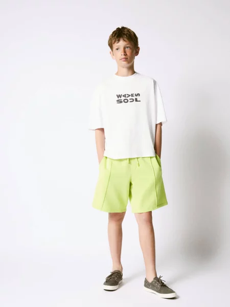 Bermudy relaxed fit zieleń lima Dzieci lata MANGO KIDS