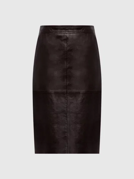 Шкіряна спідниця TIMORE Max Mara коричнева