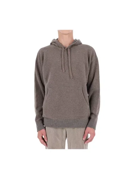 Bluza z kapturem Roberto Collina wełniana z kapturem brązowa